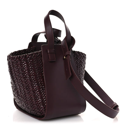 Loewe Calfskin Woven Compact Hammock Shoulder Bag Dark Burgundy 3 of 10