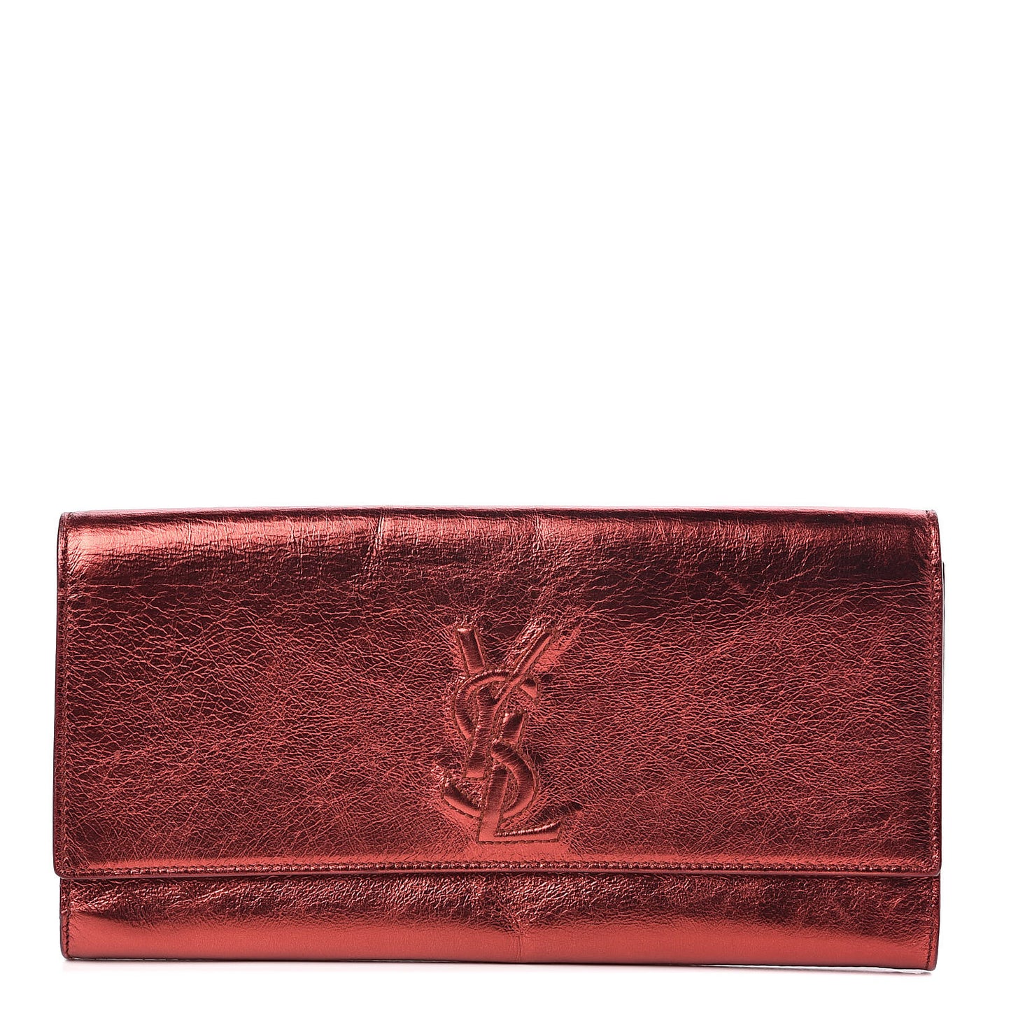 Metallic Textured Calfskin Small Belle De Jour Clutch Red