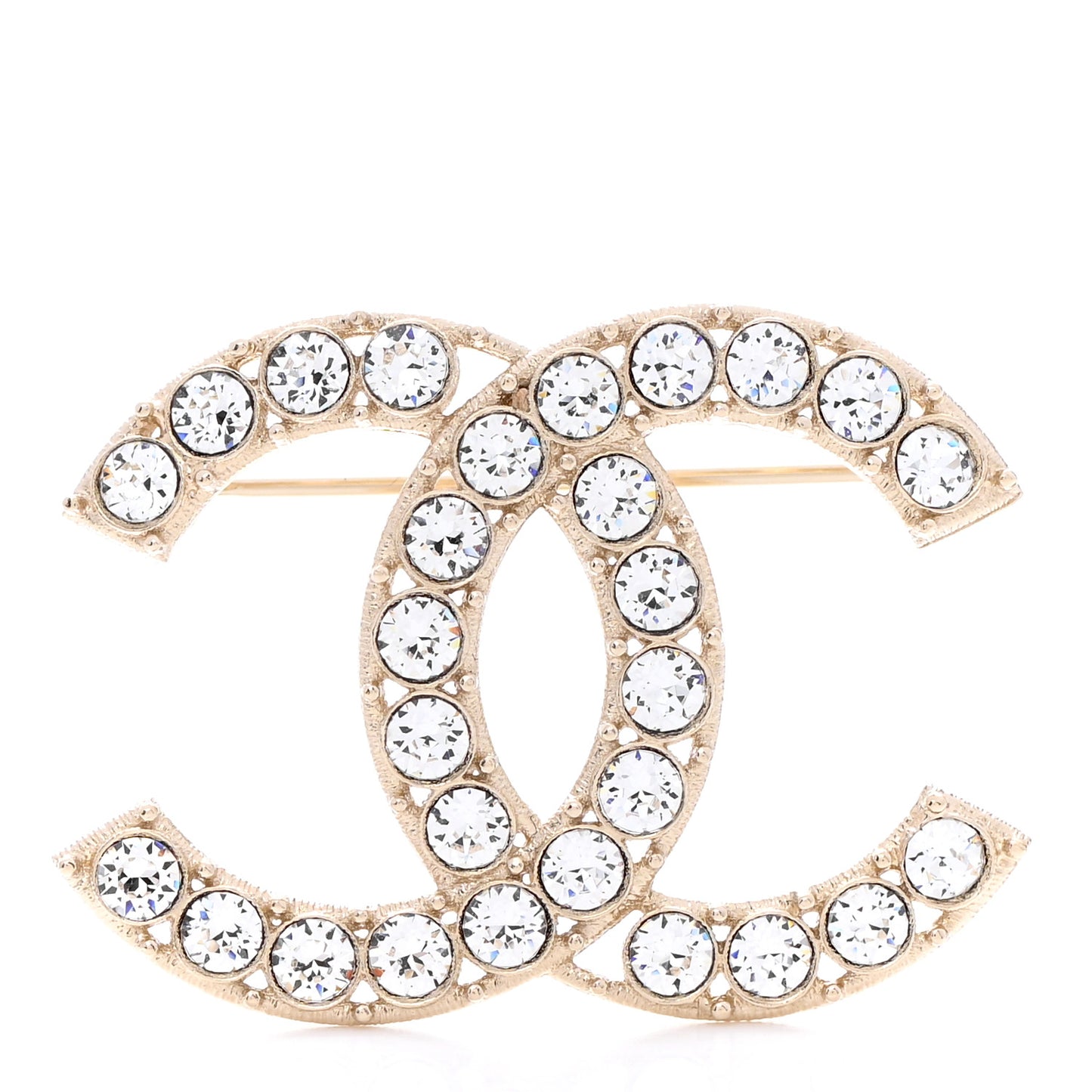 Crystal CC Brooch Light Gold