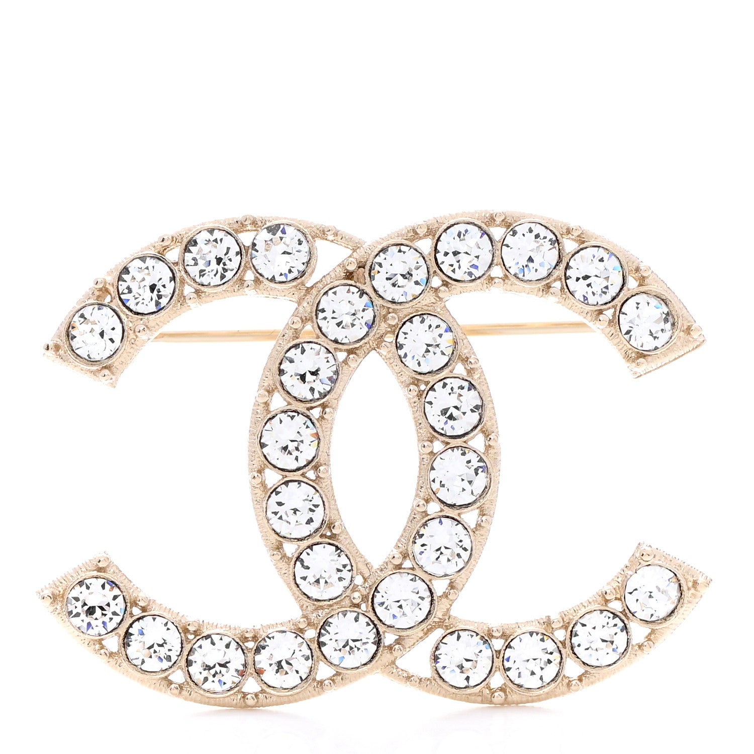 Chanel Crystal CC Brooch Light Gold 1 of 5