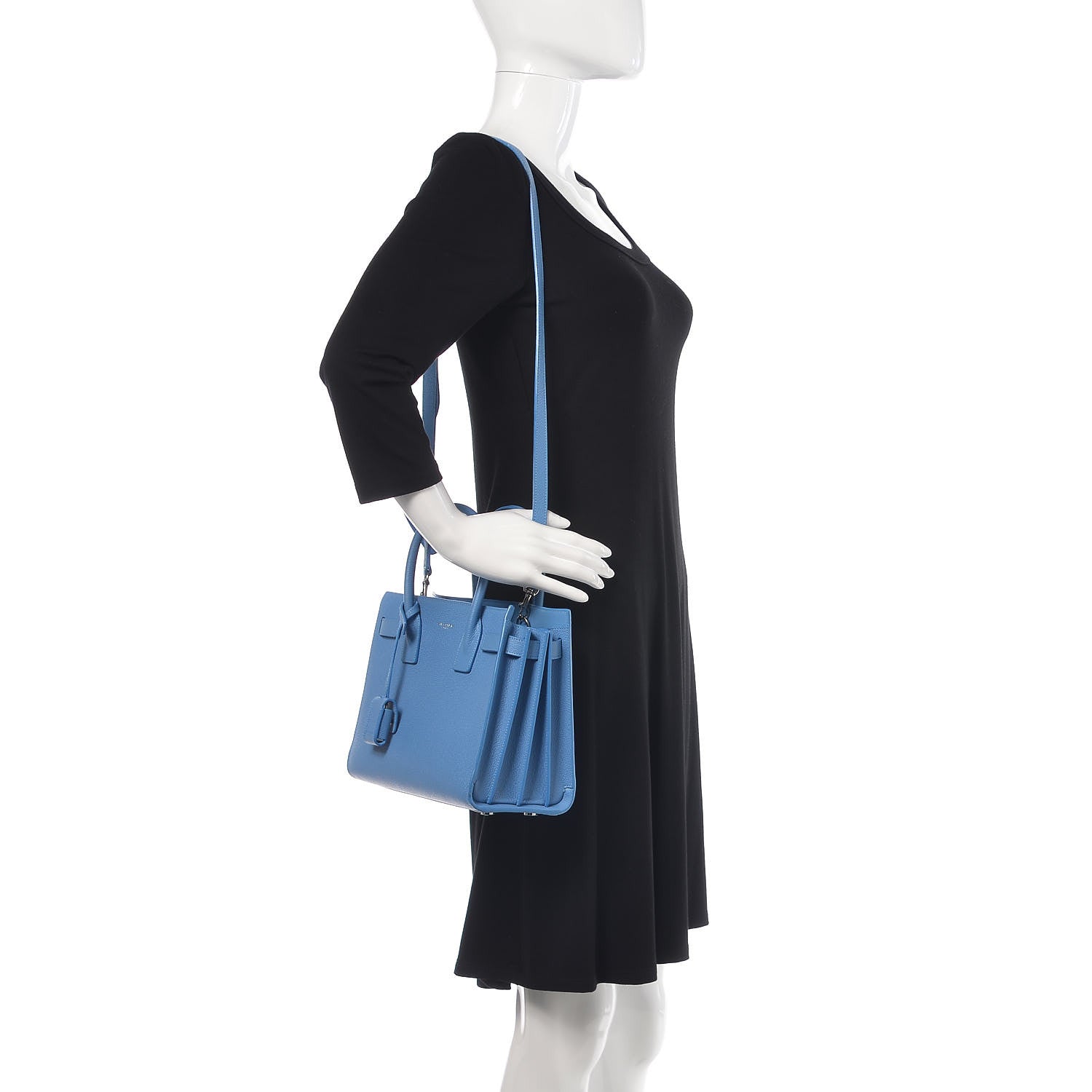 Saint Laurent Grained Calfskin Baby Sac De Jour Blue Clair 2 of 11