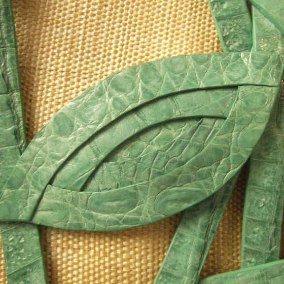 Canvas Crocodile Leaf Tote Green