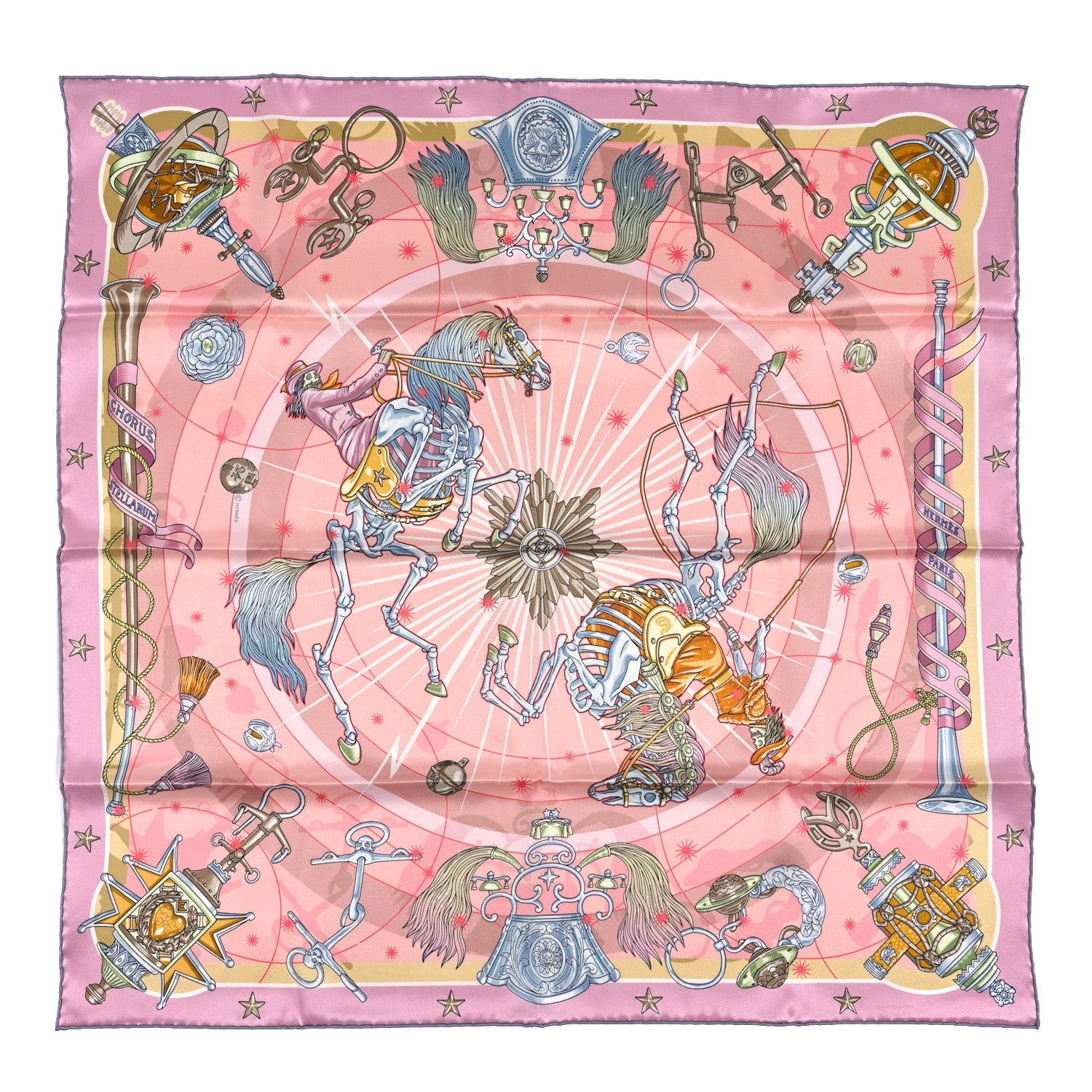 Hermes Silk Chorus Stellarum Scarf 70 Rose Poudre Gris 1 of 3