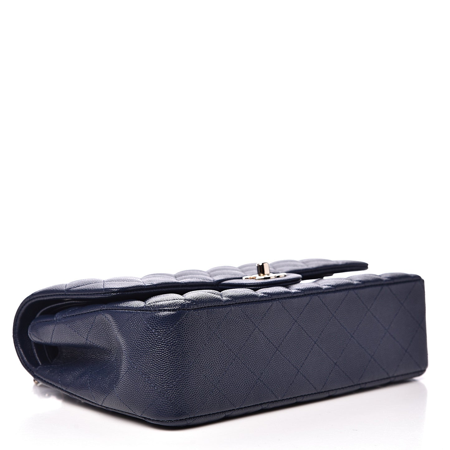 Caviar Quilted Medium Double Flap Navy