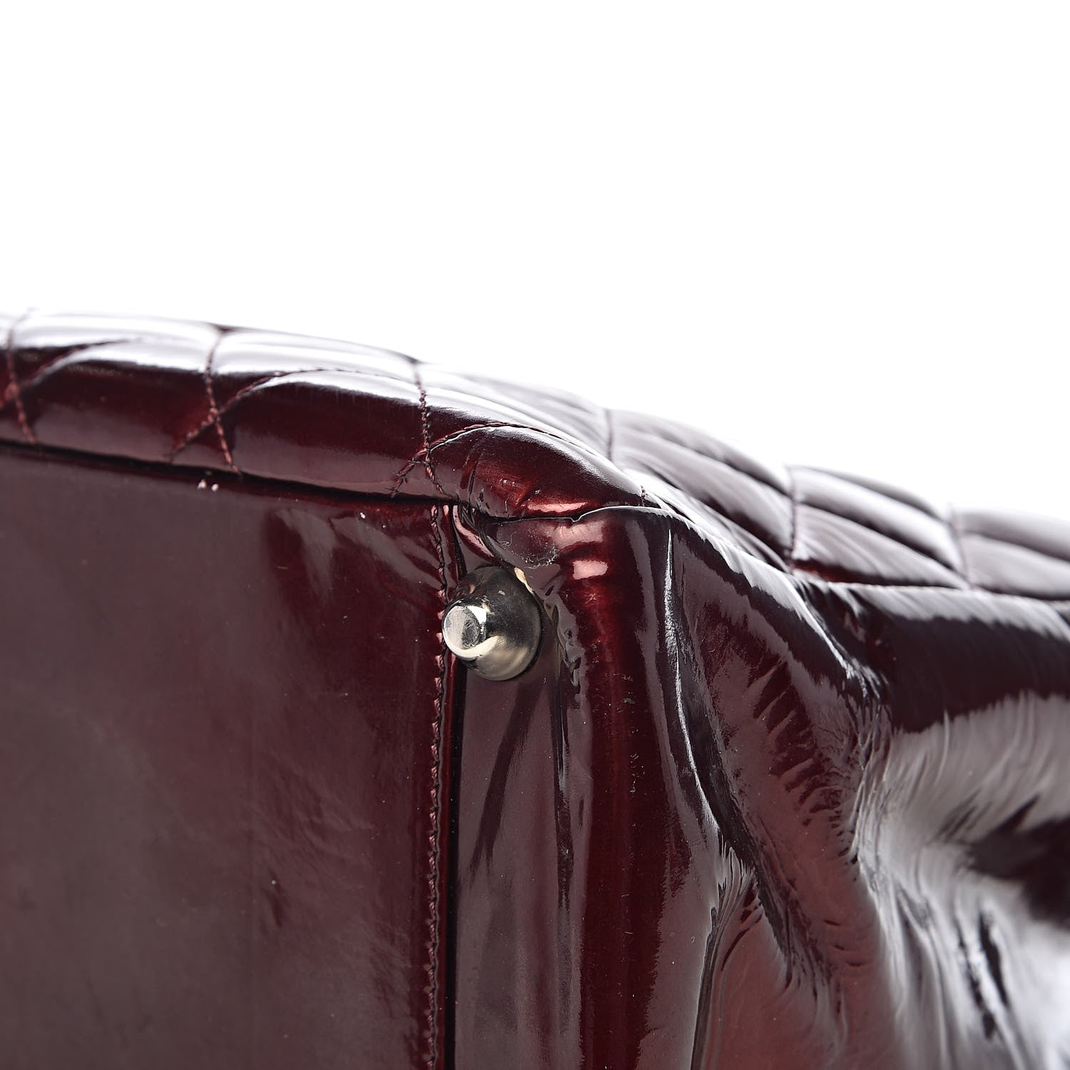 Chanel Patent Quilted Grand Shopping Tote GST Dark Bordeaux 22 of 27