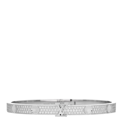 Louis Vuitton 18K White Gold Diamond Empreinte Bangle Bracelet 16 1 of 4