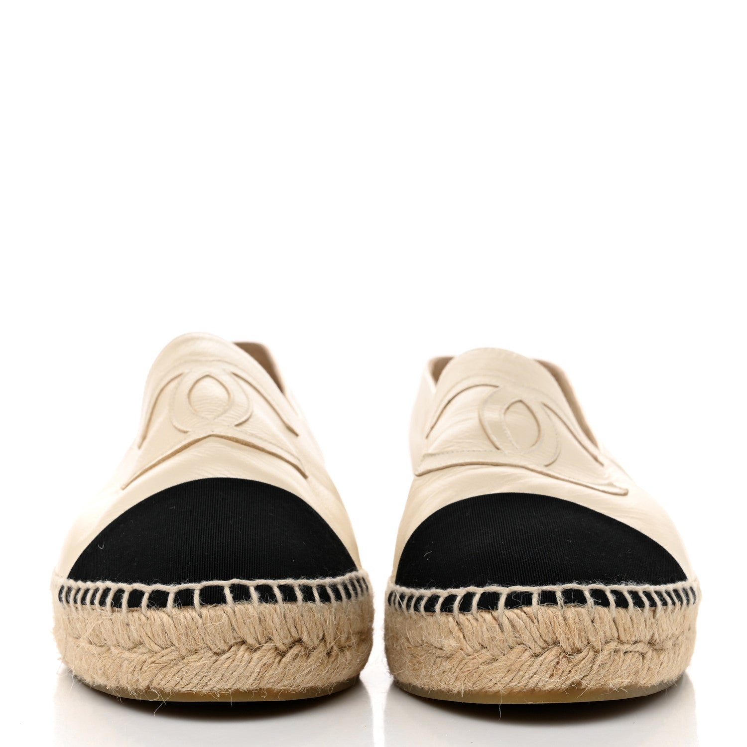 Chanel Lambskin CC Espadrilles 40 Beige Black 2 of 9