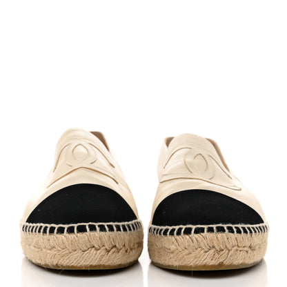 Chanel Lambskin CC Espadrilles 40 Beige Black 2 of 9