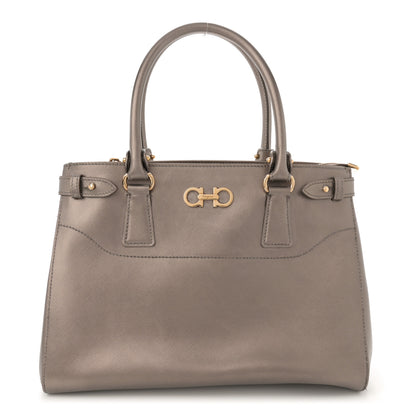 Salvatore Ferragamo Metallic Printed Calfskin Beky Tote Bronze 1 of 15