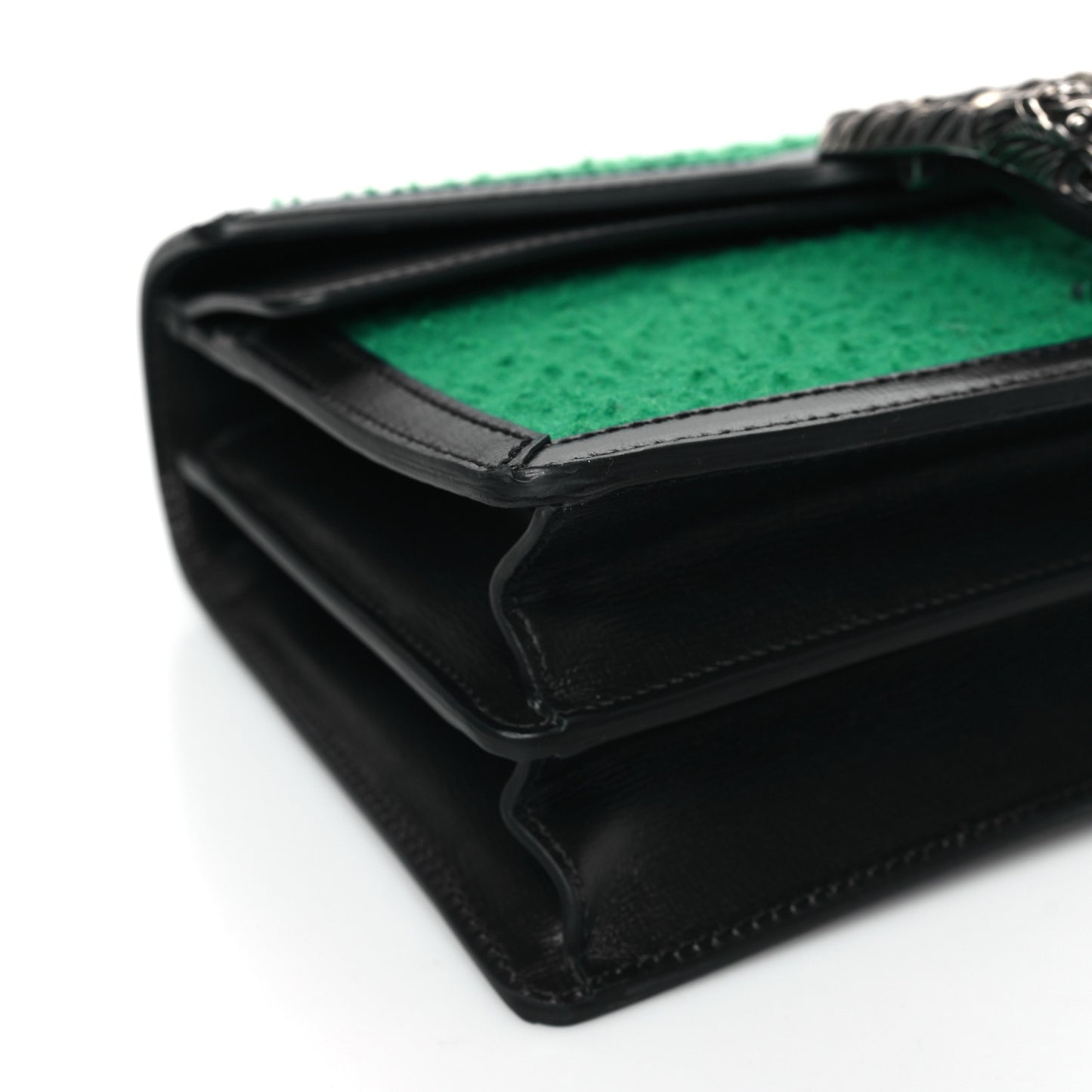 Casy Wool Azalea Calfskin Small Dionysus Shoulder Bag Deep Emerald Black