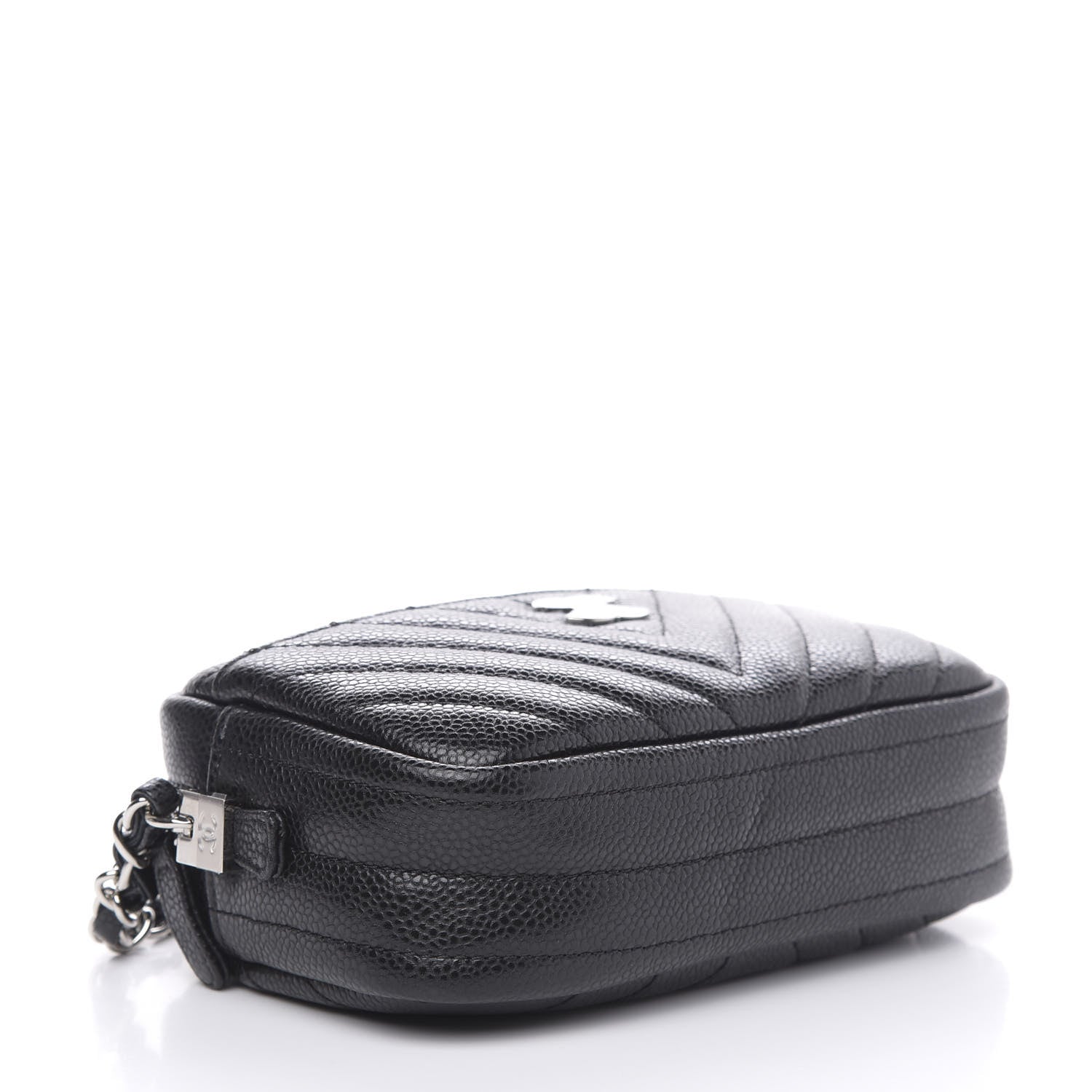Chanel Caviar Chevron Quilted Camera Case Black 4 of 10