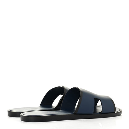 Hermes Calfskin Mens Izmir Sandals 42 Indigo Black 3 of 4