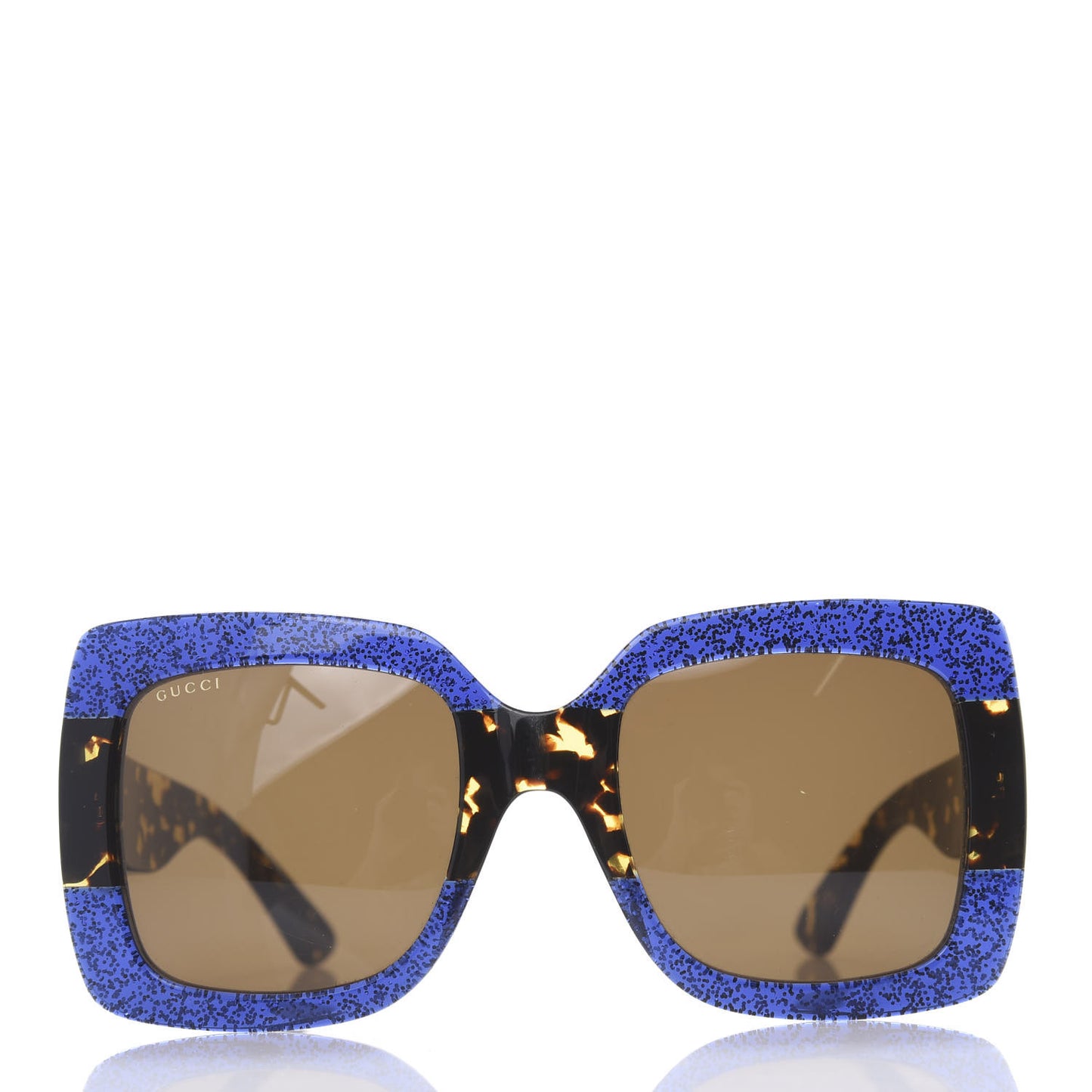 Square Frame GG0083S Sunglasses Glitter Blue Havana Brown