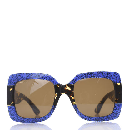 Gucci Square Frame GG0083S Sunglasses Glitter Blue Havana Brown 2 of 7