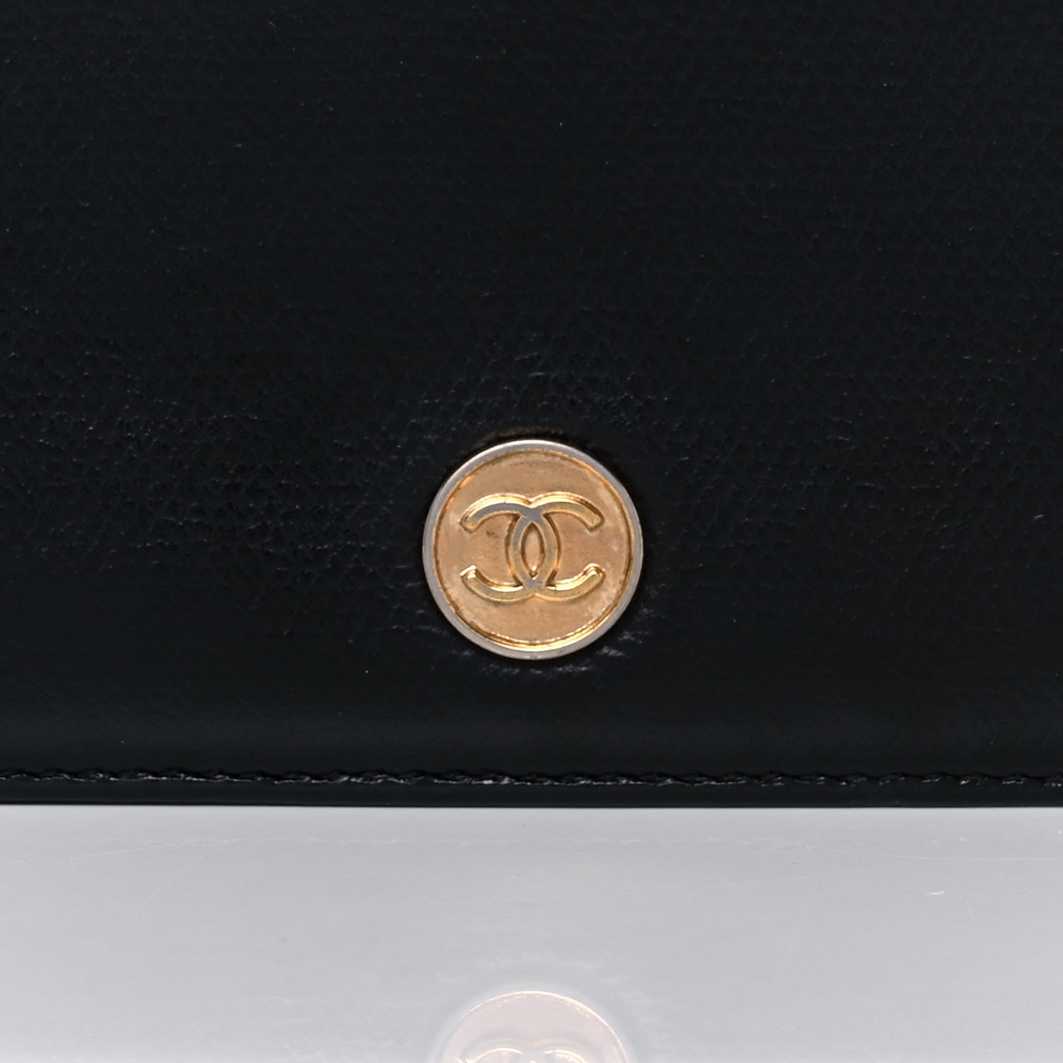 Chanel Grained Calfskin CC Button Yen Wallet Black 9 of 11