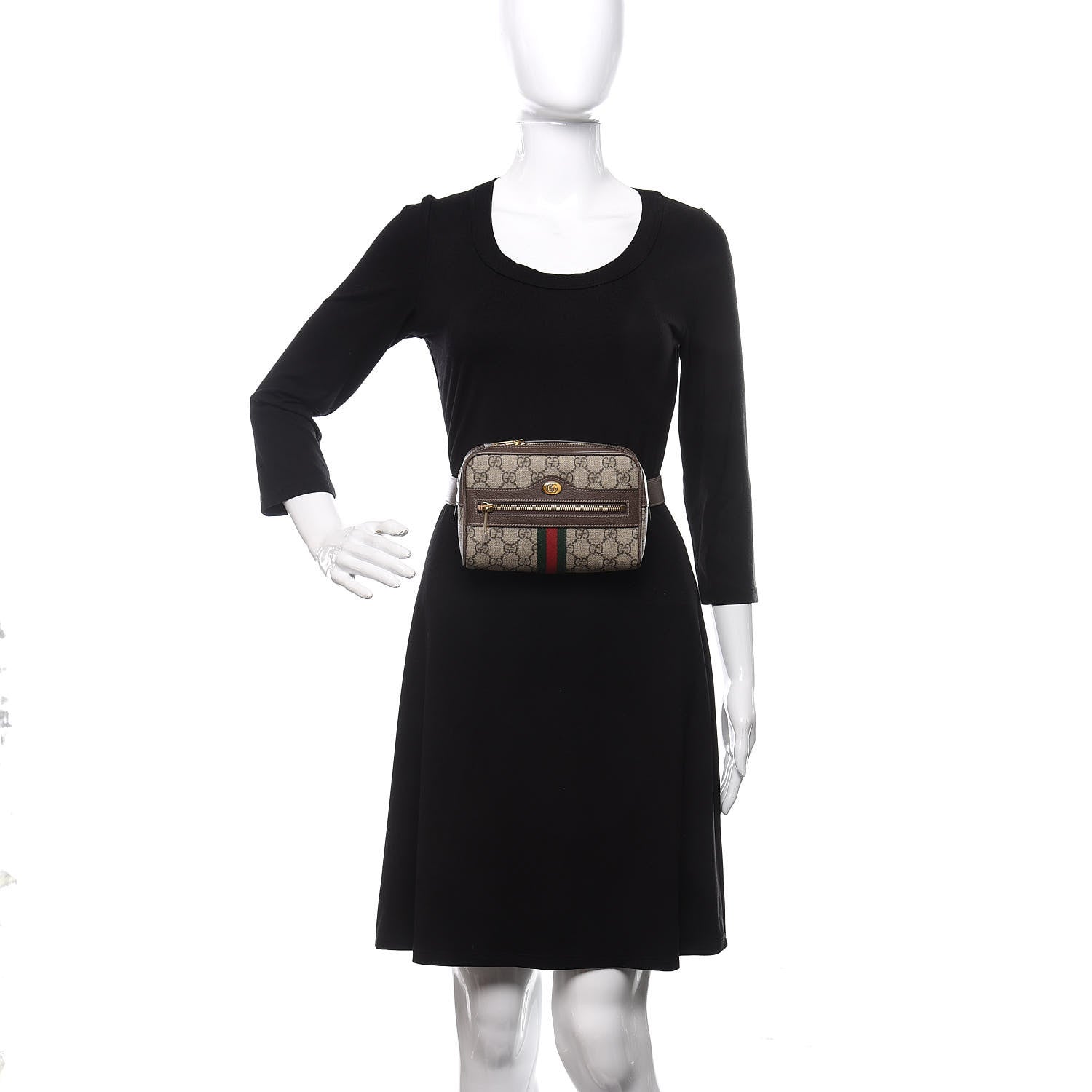 Gucci GG Supreme Monogram Web Small Ophidia Belt Bag 85 34 Dark Brown 2 of 10