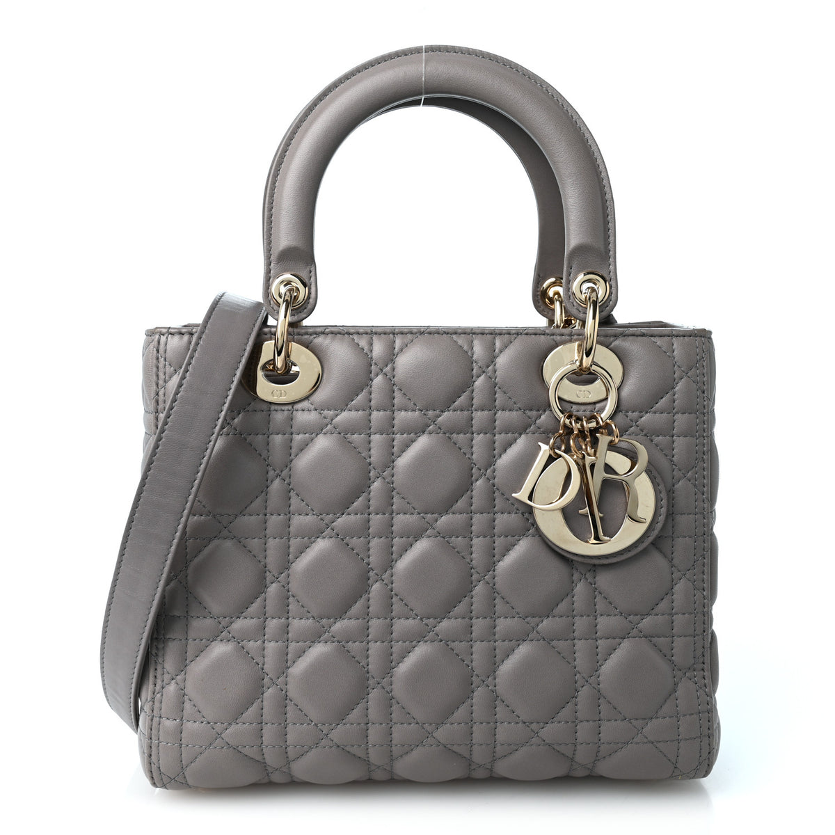 Christian Dior Lambskin Cannage Medium Lady Dior Grey 1 of 10