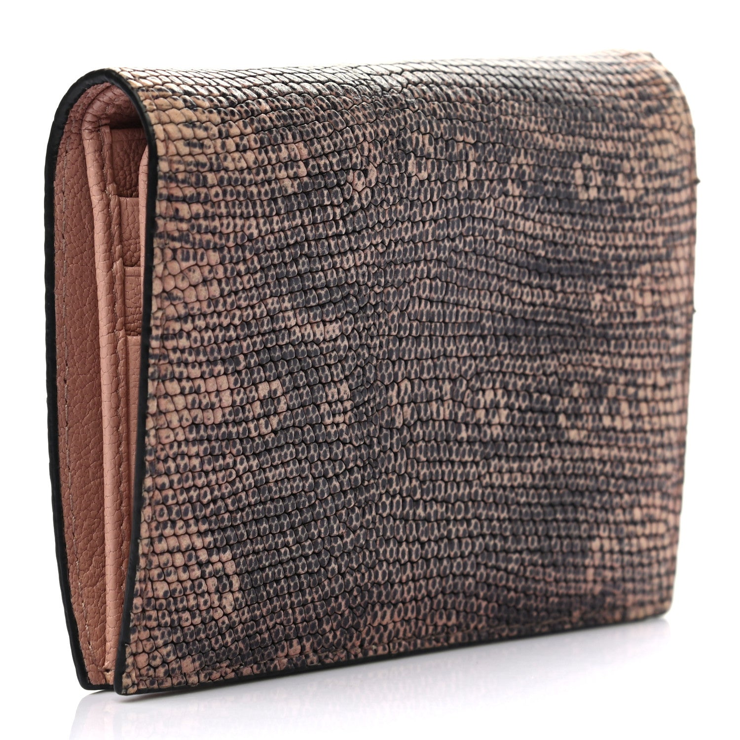 Miu Miu Lizard Embossed Goatskin Madras Cuori Compact Wallet Orchidea 3 of 8