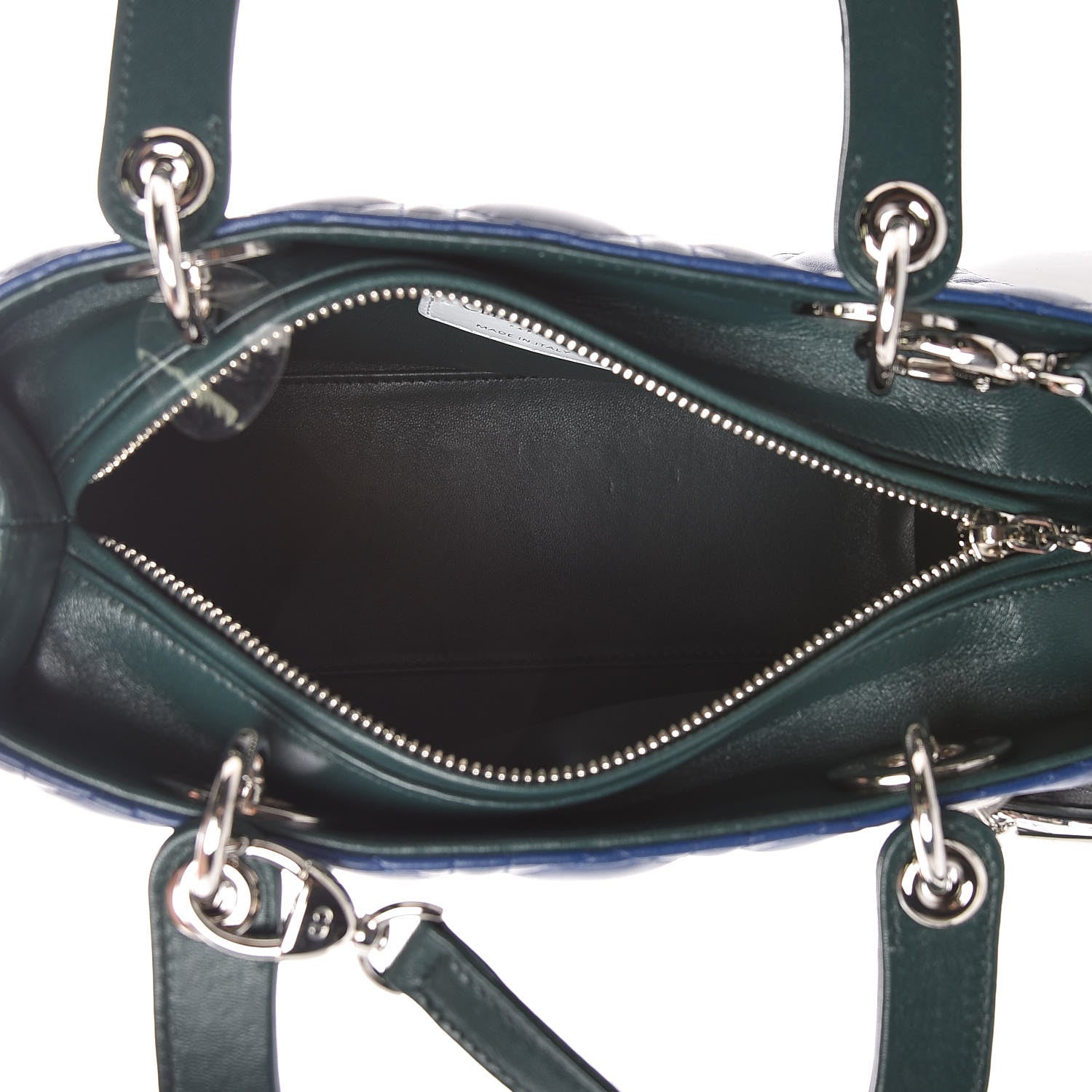 Christian Dior Lambskin Cannage Medium Tri-Color Lady Dior Blue Celeste Deep Green 6 of 10