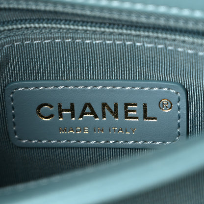 Chanel Lambskin Chevron Quilted Gold Top Handle Flap Bag Blue 6 of 11