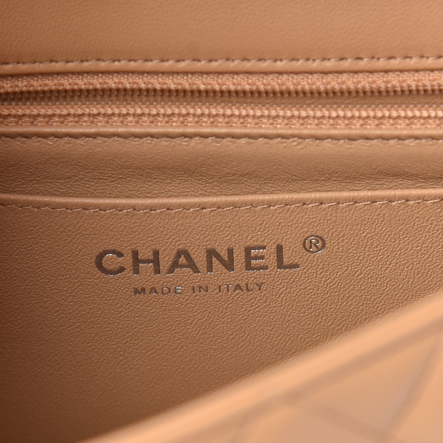 Lambskin Quilted Mini Rectangular Flap Beige