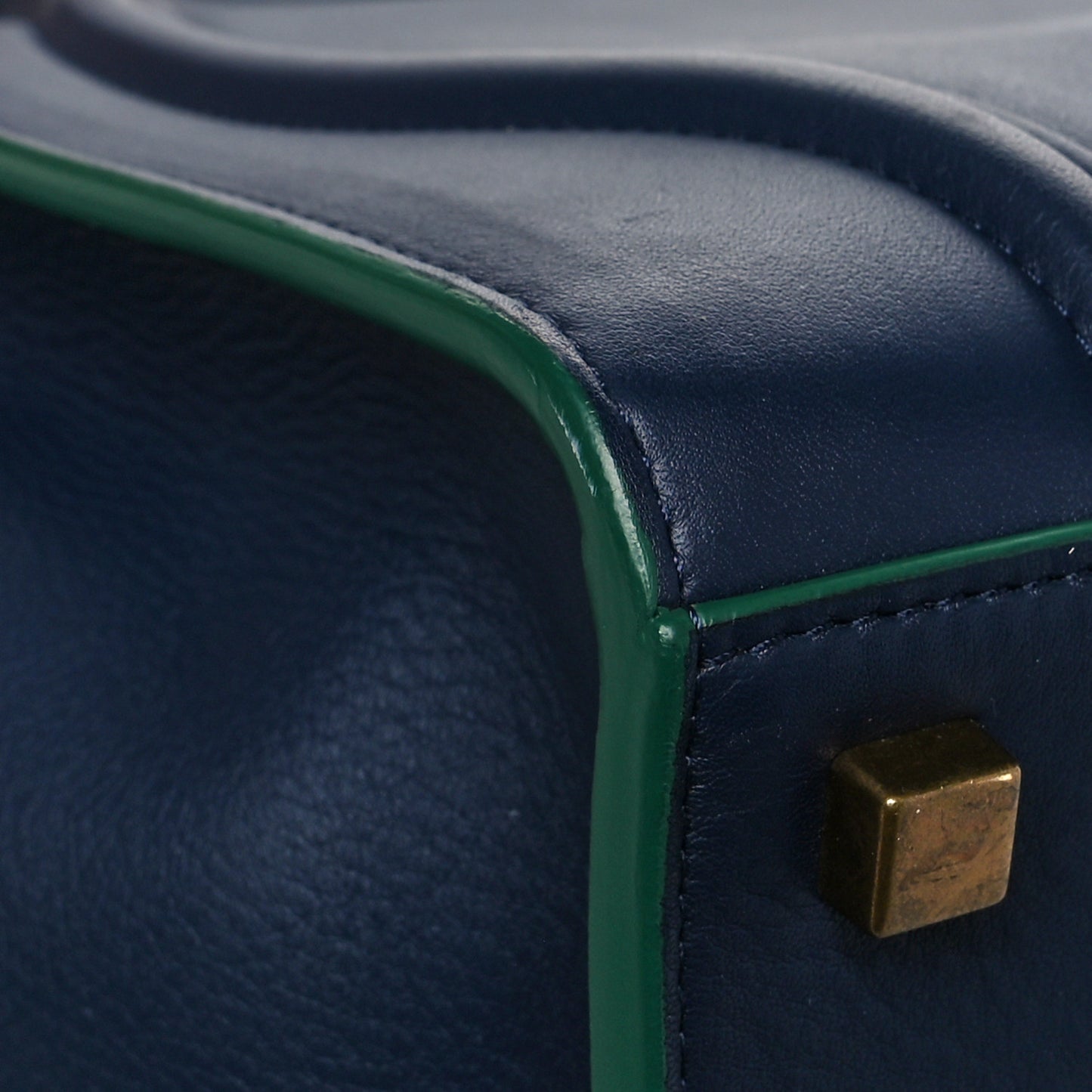 Supple Calfskin Medium Phantom Luggage Navy Blue Green Trim