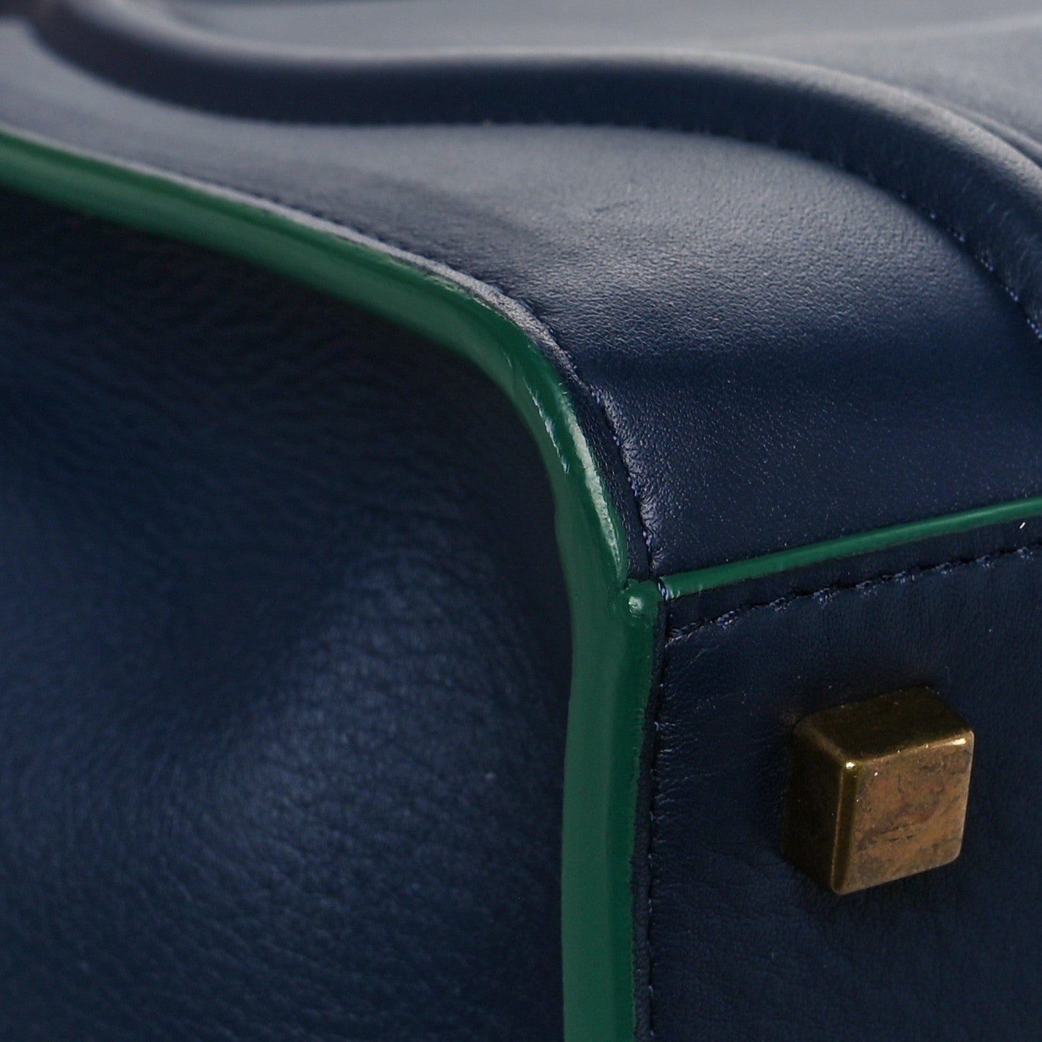 Celine Supple Calfskin Medium Phantom Luggage Navy Blue Green Trim 9 of 10