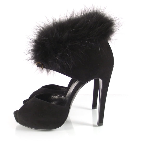 Suede Mink Baggatelle Platform Heels 36.5 Black