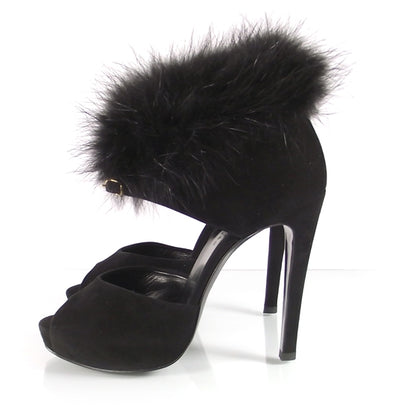 Hermes Suede Mink Baggatelle Platform Heels 36.5 Black 3 of 7