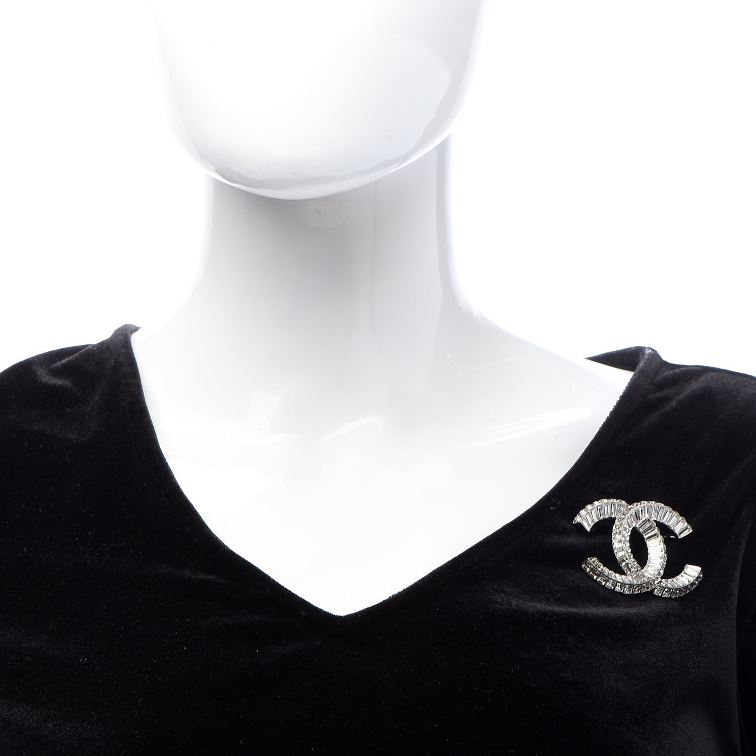 Chanel Baguette Crystal CC Brooch Silver 2 of 5