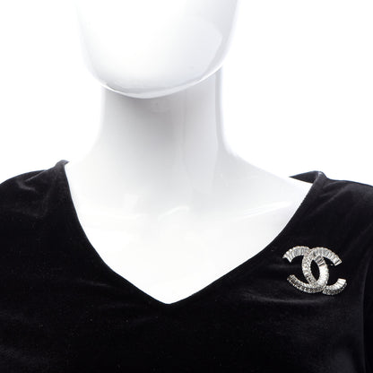 Chanel Baguette Crystal CC Brooch Silver 2 of 5