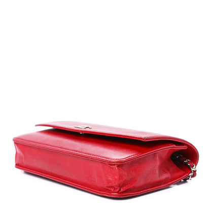 Chanel Caviar Sevruga Wallet on Chain WOC Red 10 of 12