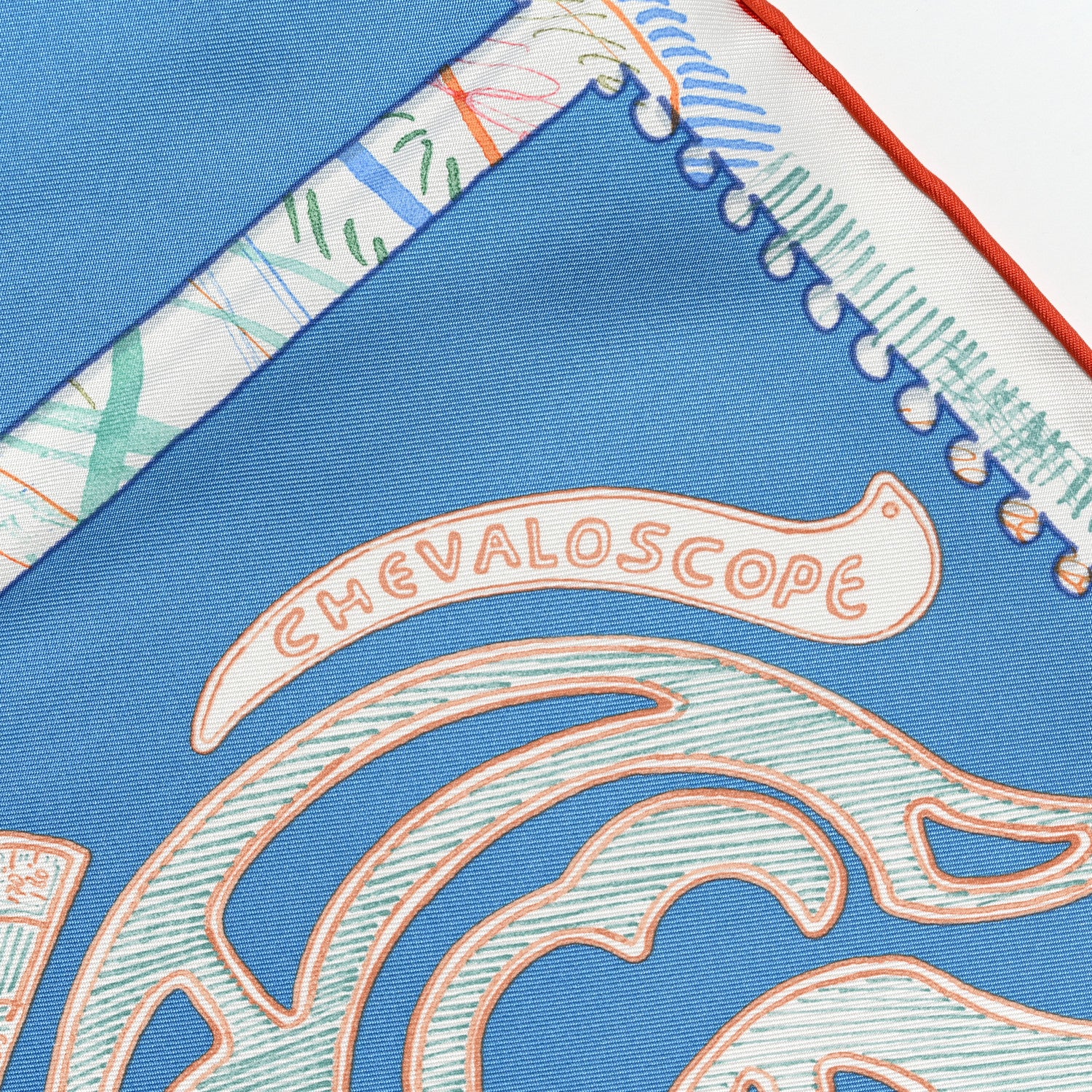 Hermes Silk Chevaloscope Scarf 90 Bleu Orange Multicolor 4 of 5