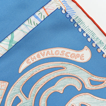 Hermes Silk Chevaloscope Scarf 90 Bleu Orange Multicolor 4 of 5
