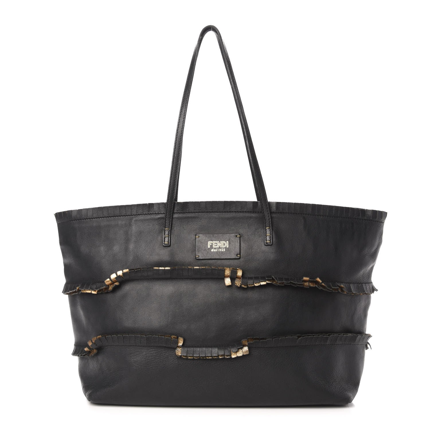 Fendi Calfskin Ruffle Roll Tote Black 1 of 13