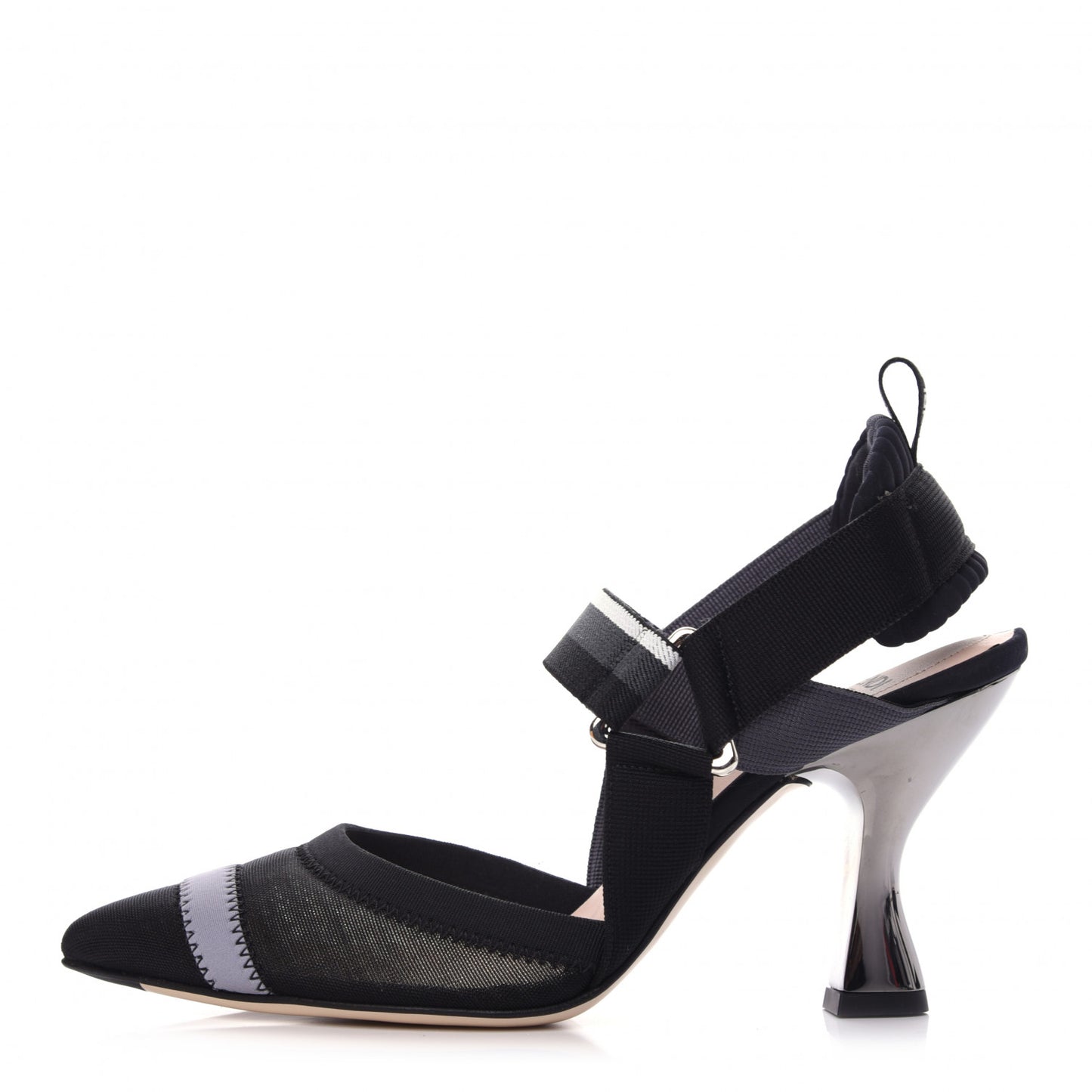 Technical Mesh Colibri 85mm Slingback Pumps 36 Black Asfalto