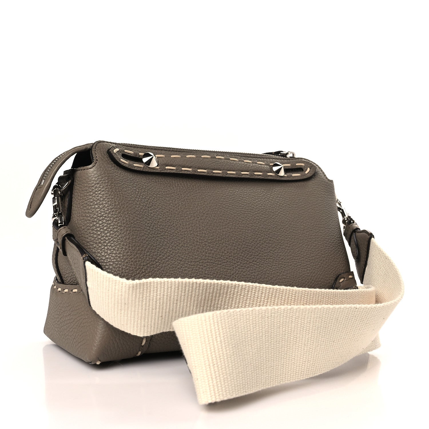 Fendi Vitello Stampa Granata Macro Stitchings Medium By The Way Boston Bag Tartufo 3 of 8