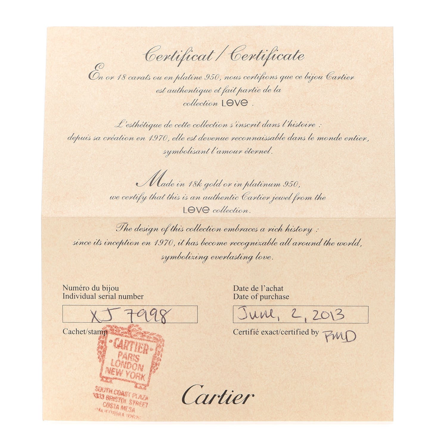 Cartier 18K Pink Gold 3.5mm LOVE Wedding Band Ring 46 3.75 5 of 5