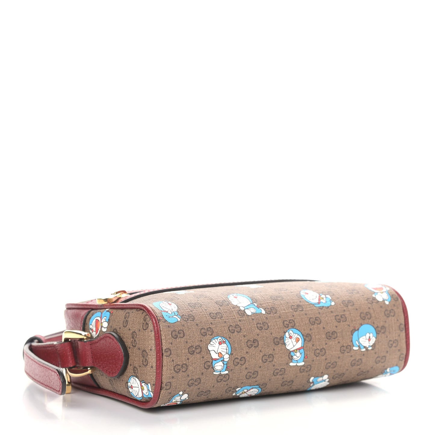 X DORAEMON Mini Vintage GG Supreme Monogram Camera Bag Beige Cherry Red