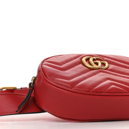 Gucci Calfskin Matelasse GG Marmont Belt Bag 85 34 Hibiscus Red 10 of 11