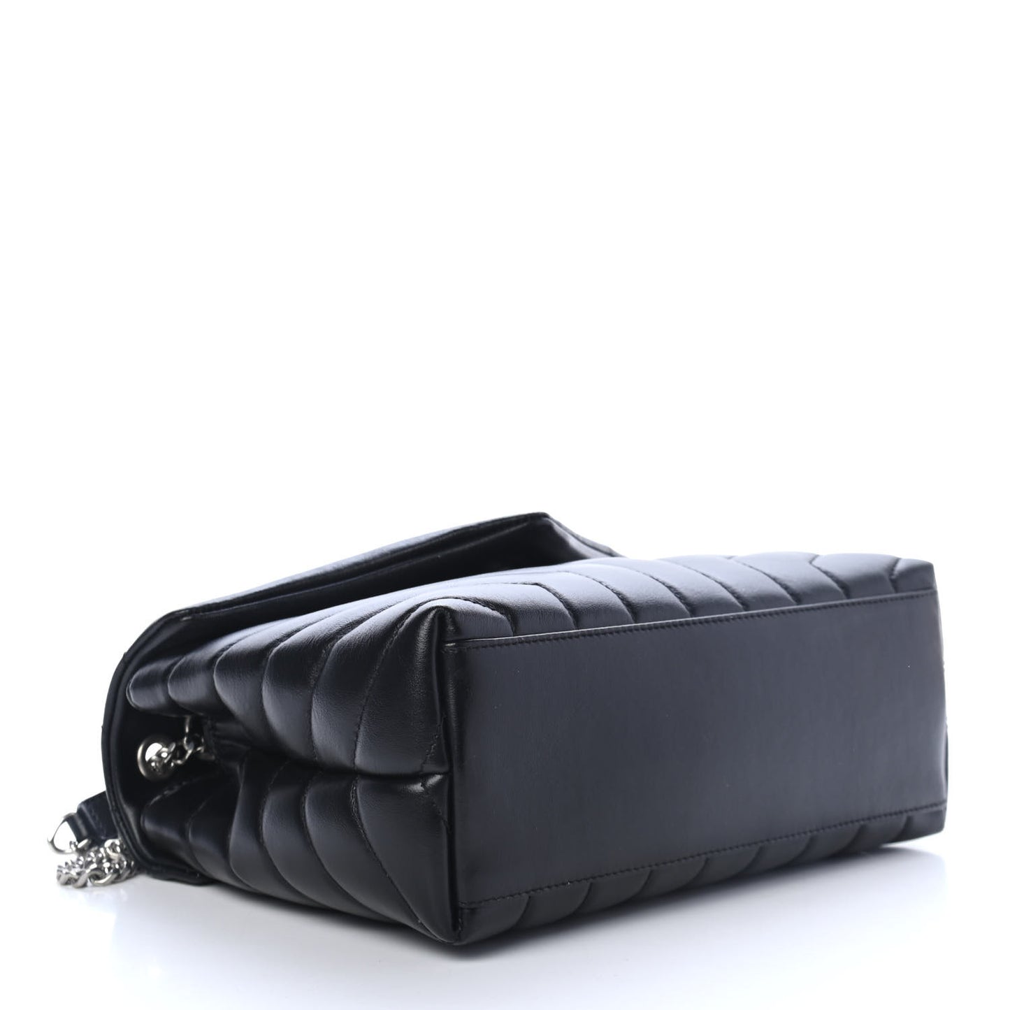 Calfskin Y Quilted Monogram Small Loulou Chain Satchel Black