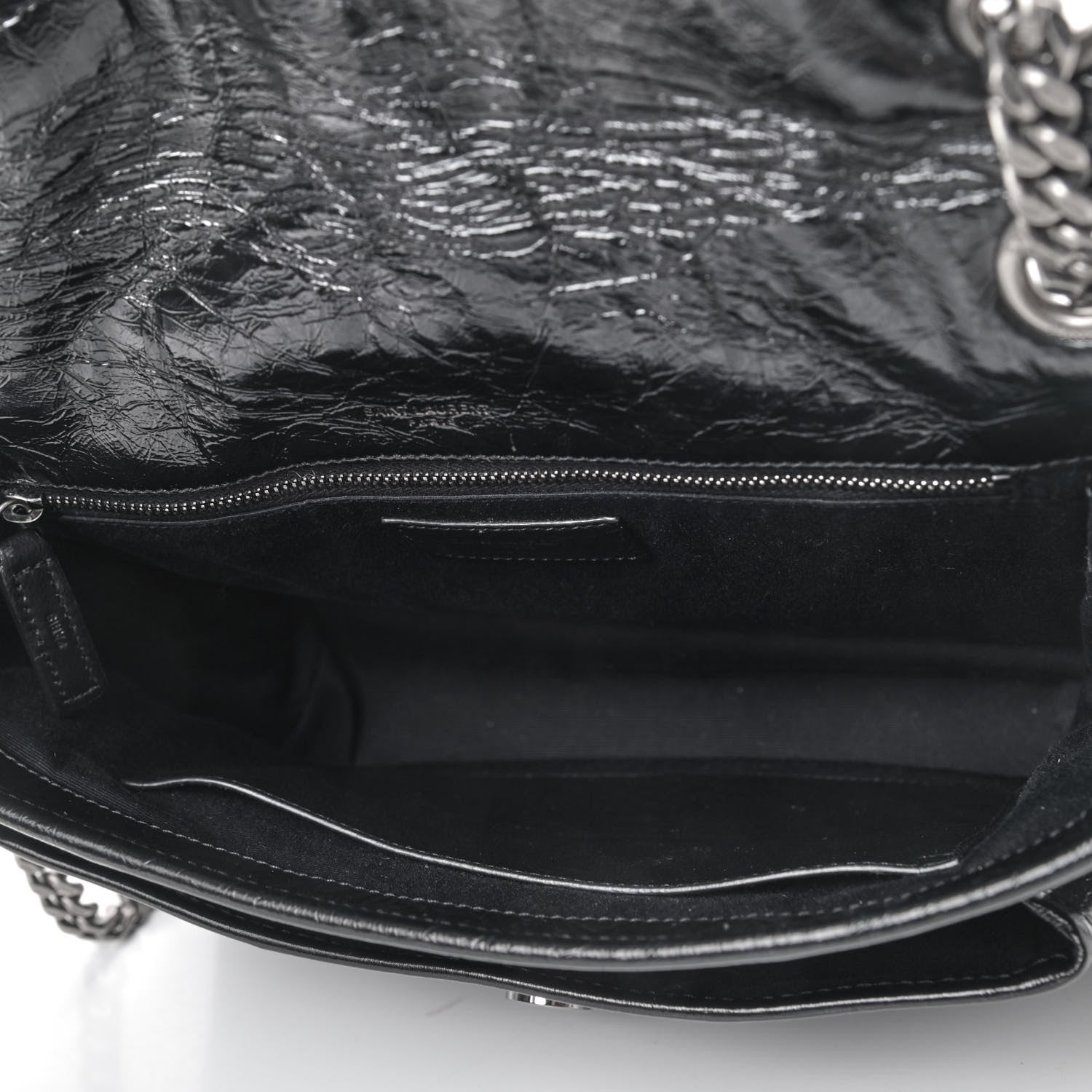 Saint Laurent Crinkled Calfskin Matelasse Monogram Medium Niki Chain Satchel Black 4 of 4