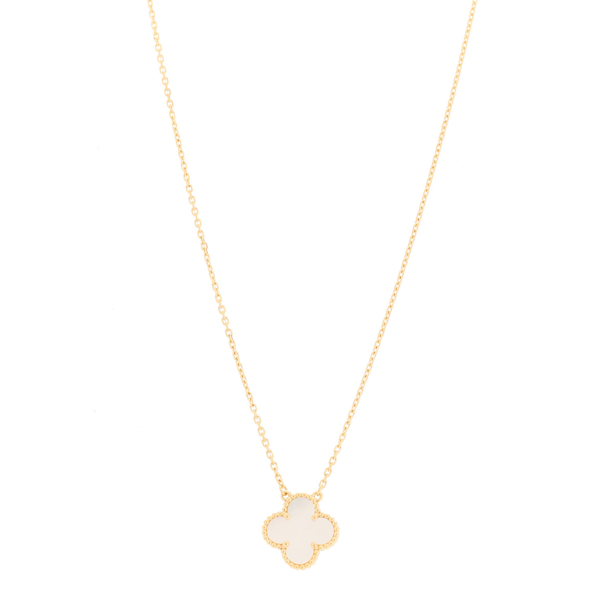 Van Cleef & Arpels 18K Yellow Gold Mother of Pearl Vintage Alhambra Pendant Necklace 1 of 6