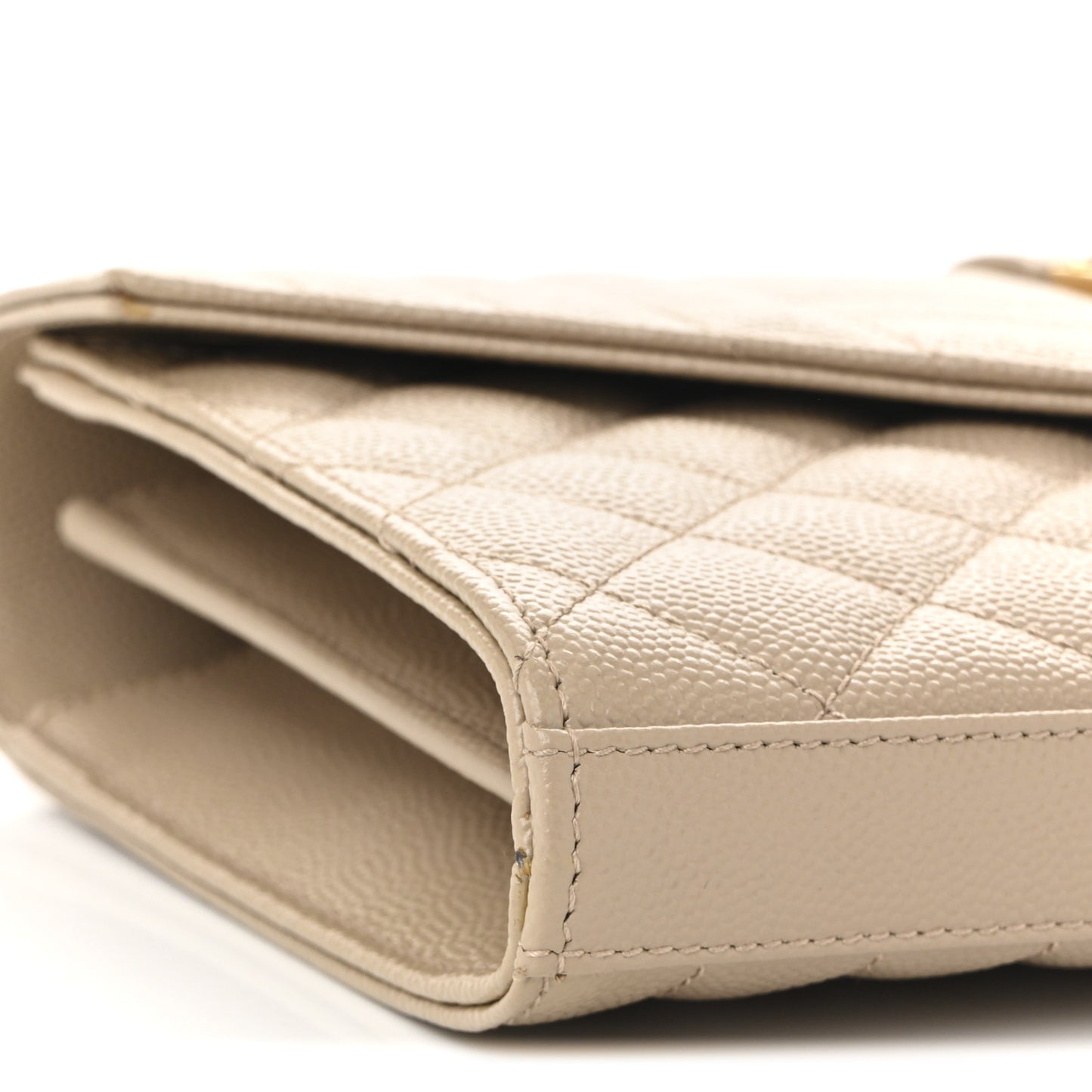 Grain De Poudre Mixed Matelasse Triquilt Monogram Chain Wallet Dark Beige