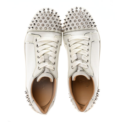 Christian Louboutin Calfskin Spikes Womens Vieira 2 Flat Sneakers 37.5 White 2 of 8