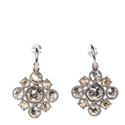 Chanel Crystal CC Dangle Earrings Silver 1 of 3