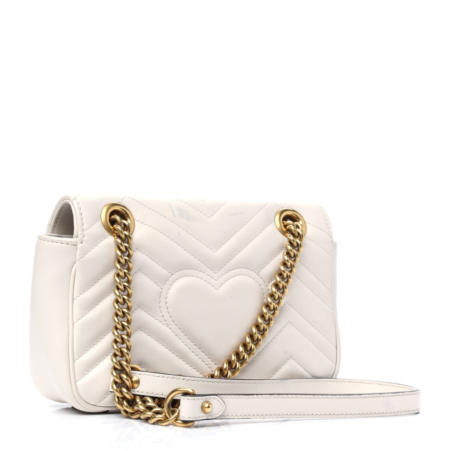 Gucci Calfskin Matelasse Mini GG Marmont Shoulder Bag White 3 of 24