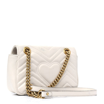 Gucci Calfskin Matelasse Mini GG Marmont Shoulder Bag White 3 of 24
