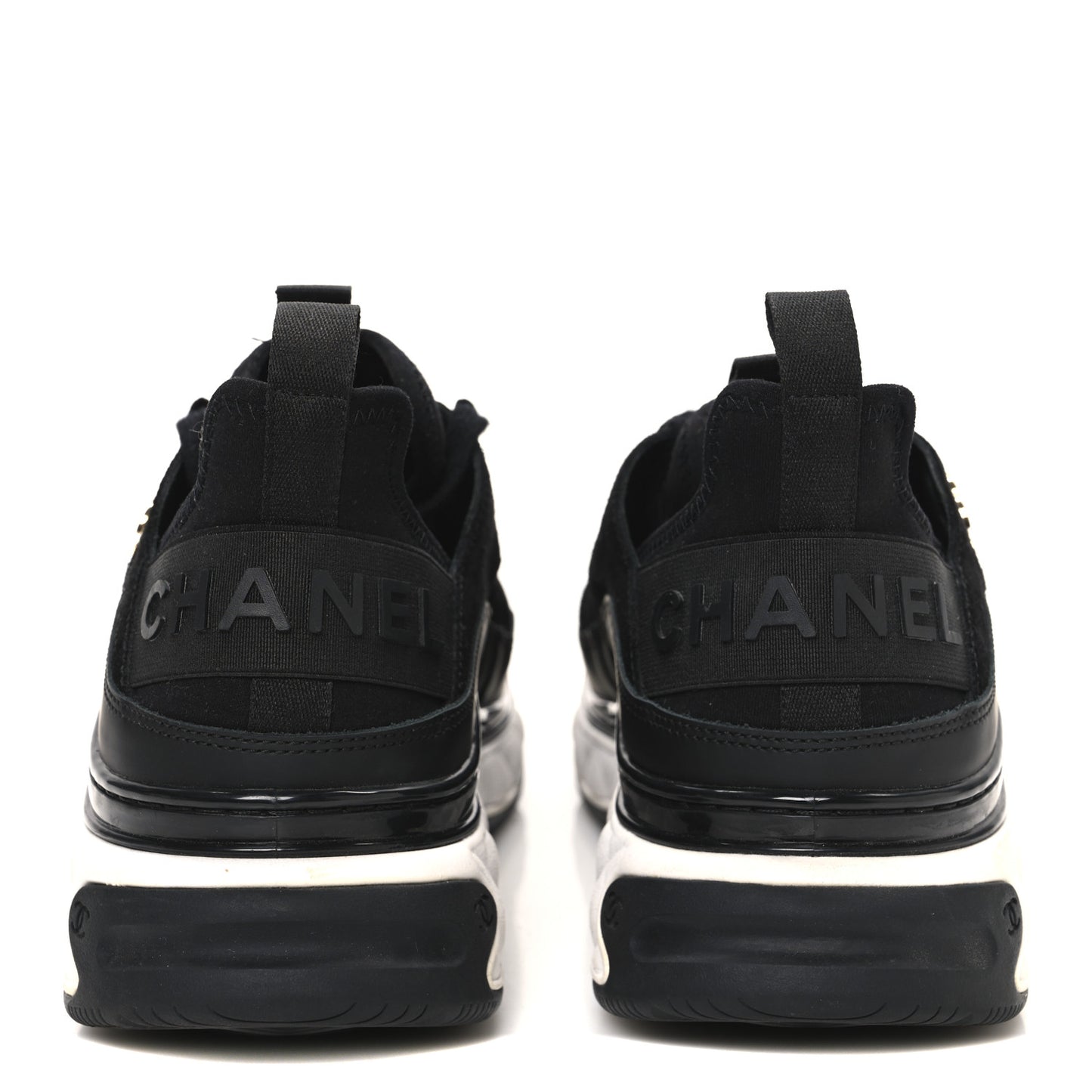 Velvet Calfskin Mixed Fibers CC Sneakers 39.5 Black