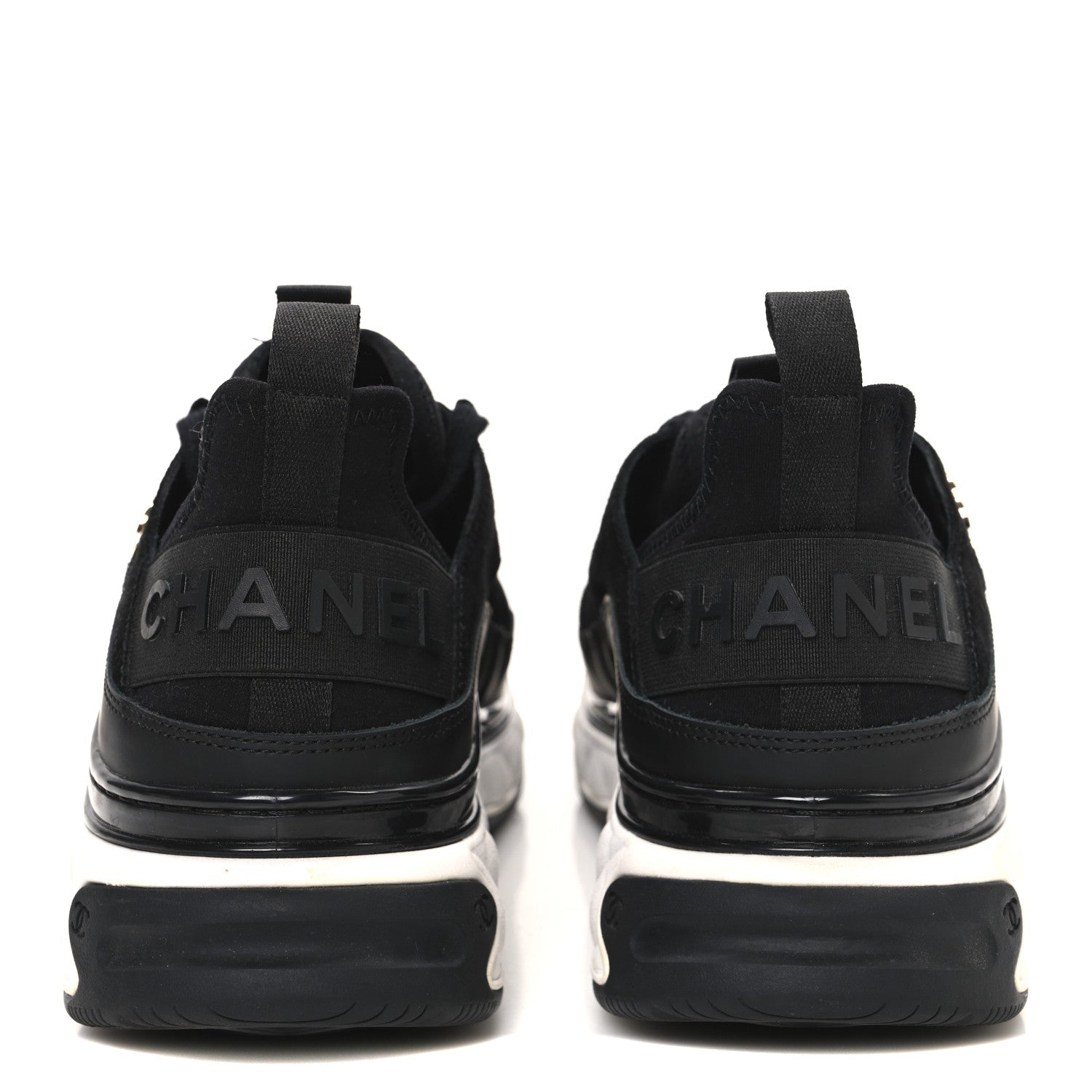 Chanel Velvet Calfskin Mixed Fibers CC Sneakers 39.5 Black 6 of 10